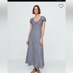 GAP Women's Navy and White Plaid Blouse